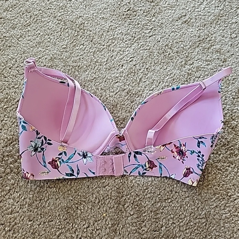 Floral Purple Push Up Bra 34C NWOT